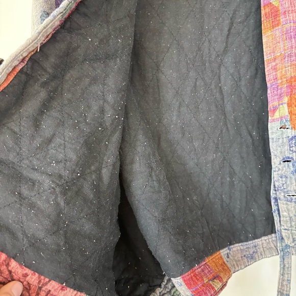 Linen Patchwork Button Front Jacket Size L - Picture 8 of 9